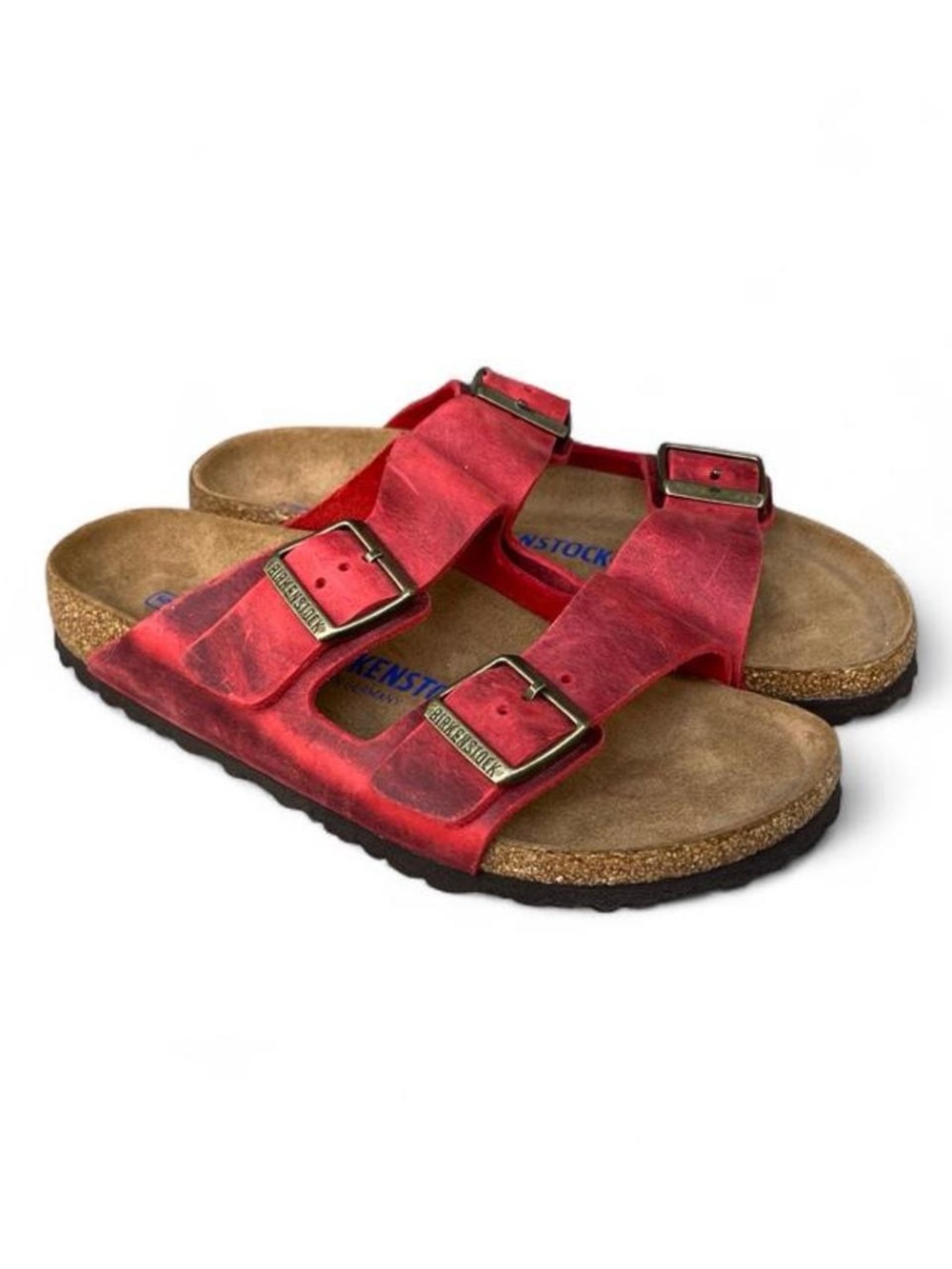 Birkenstock Arizona Fire Red Oiled Leather Soft Footbed Sandals EU 39 US 8 N